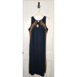 NWT J. Jill Navy Blue Midi Dress Cinnamon Embroidery Size SP